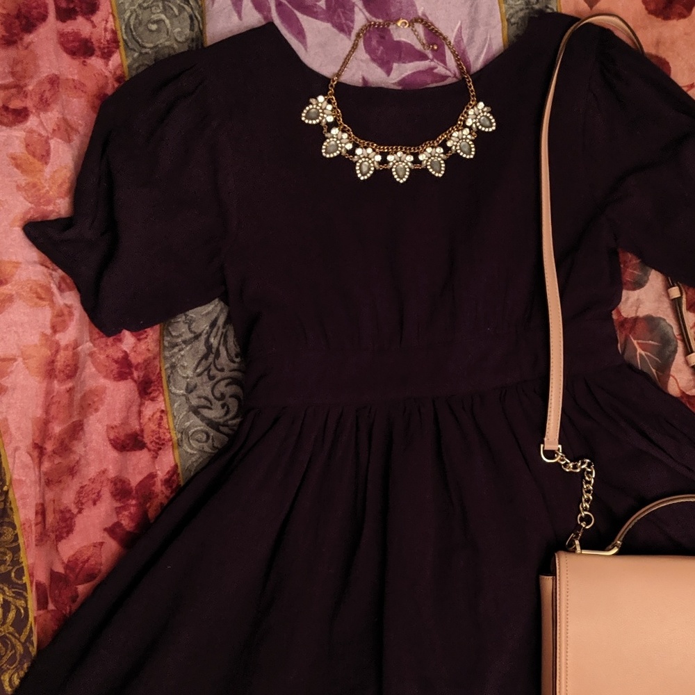 Navy Blue Open Back Mini Dress